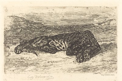 Tiger sover i ørkenen af Eugène Delacroix
