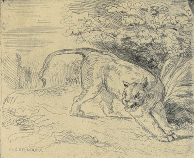 Tigre en Arrêt af Eugène Delacroix