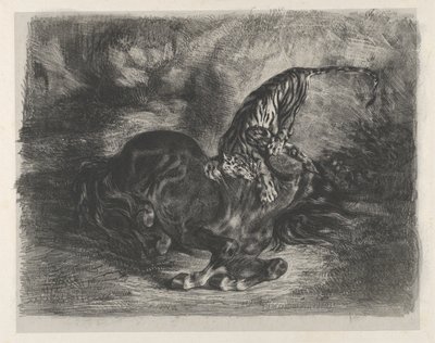 Vild hest fældet af en tiger, 1828., 1828. af Eugène Delacroix