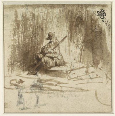 Skitser af en siddende mand og to stående figurer af Eugène François de Block
