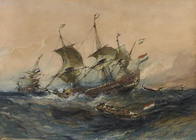 Hollandske skibe i stormvejr af Eugene Isabey