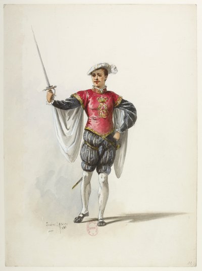 Btv1b84558104 11 - Saint-Saëns - Henry VIII - Maquettes de costumes - Lacoste - 11th Costume af Eugene Lacoste