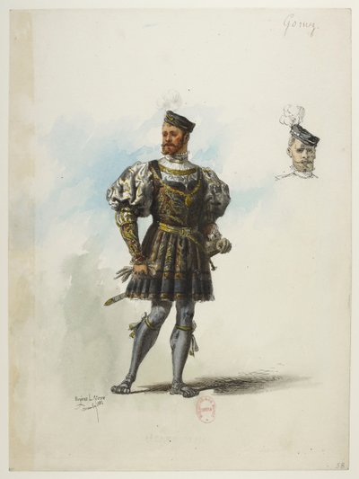 Btv1b84558104 58 - Saint-Saëns - Henry VIII - Maquettes de costumes - Lacoste - 58th Don Gomez de Feria af Eugene Lacoste