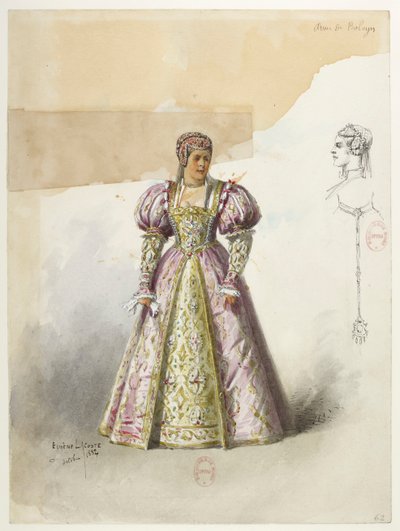Btv1b84558104 62 - Saint-Saëns - Henrik VIII - Kostumemodeller - Lacoste - 62. Anne af Boleyn med collette af Eugene Lacoste