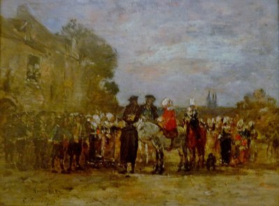Fransk:  Noce à Quimper Bryllup i Quimper af Eugene Louis Boudin