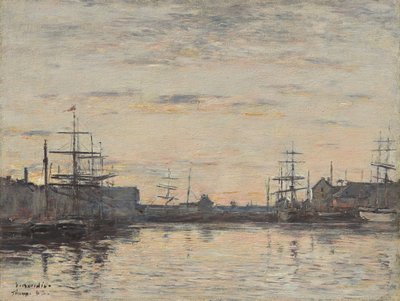 Tysk: Fécamp. Havnebassinet Fécamp: Den indre havn af Eugene Louis Boudin