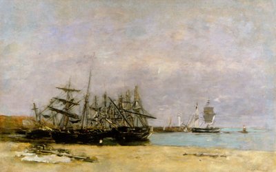 Portrieux - Strandede skibe af Eugene Louis Boudin