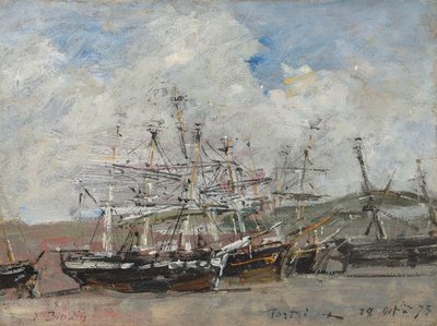 Portrieux. Havnen ved lavvande af Eugene Louis Boudin