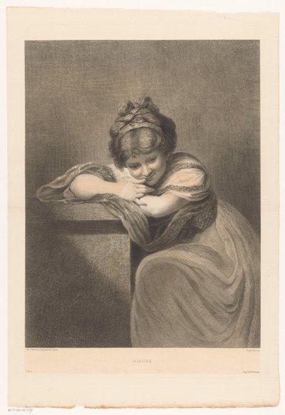 Portræt af en siddende pige Rieuse (titel på objekt) af Eugène Michel Joseph Abot