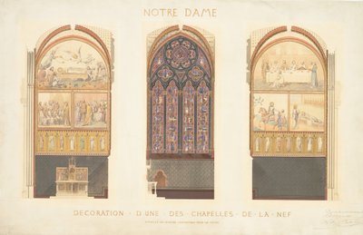 Plan for renovering af et kapel i kirkeskibet i katedralen Notre Dame, Paris, 1843. af Eugène Viollet le Duc