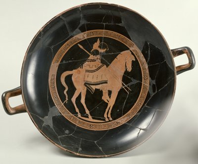 Loftskål med rød figur, der forestiller en rytter til hest (keramik) af Euphronios