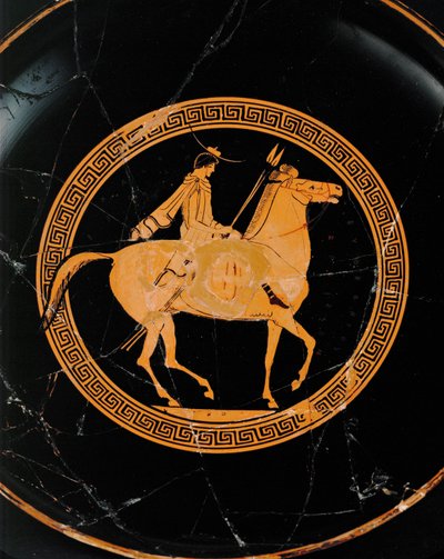 Rytter. Midtermedaljon af rødfiguret bæger, samme bæger som 10-03-03/63 og 64 ... af Euphronios