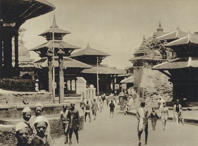 Indien, Temple Street, Katmandu (s/h-foto) af European Photographer
