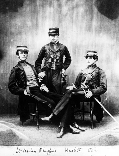 Løjtnanterne Bailey, Playfair og Haslitt, ca. 1860 af European Photographer