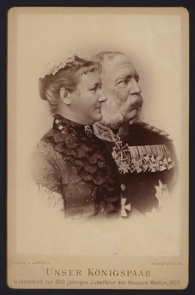 Portræt, Albert, konge af Sachsen, og hans kone, tidligere prinsesse Carola af Sverige (s/h foto) af European Photographer