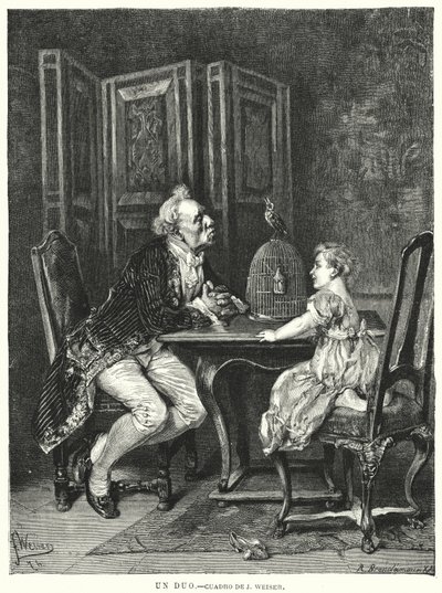 En duet (litho) af European School