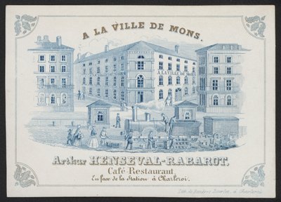 A La Ville De Mons, Arthur Henseval-Rabarot, Cafe Restaurant (gravering) af European School