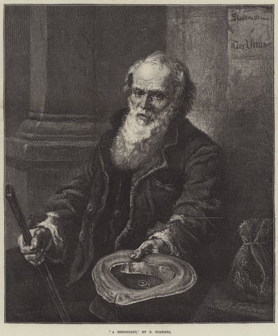 A Mendicant (gravering) af European School