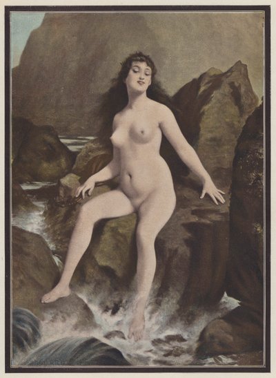 En sirene, et væsen fra græsk mytologi (farve litho) af European School