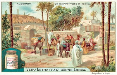 En caravanserai i Tunesien (chromolitho) af European School