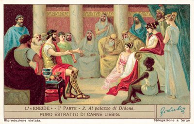 Aeneas ved Didos palads (chromolitho) af European School