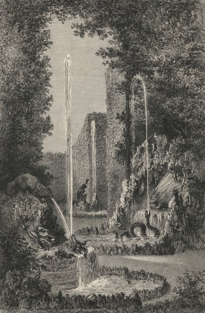 Den gamle labyrint i Versailles (gravering) af European School