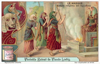 Gamle egyptiske religiøse masker (chromolitho) af European School