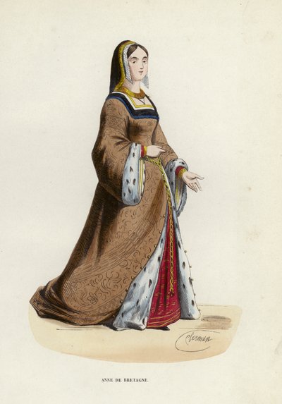 Anne De Bretagne (farvet gravering) af European School