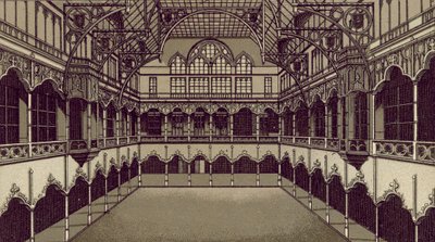 Anvers / Antwerpen: Børs (litografi) af European School