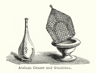 Arabisk røgelseskar og Gulabdan (gravering) af European School