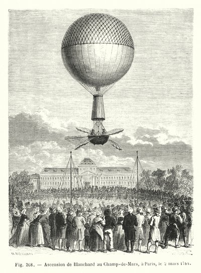 Bestigning af Blanchard til Champ-de-Mars, i Paris, 2. marts 1784 af European School