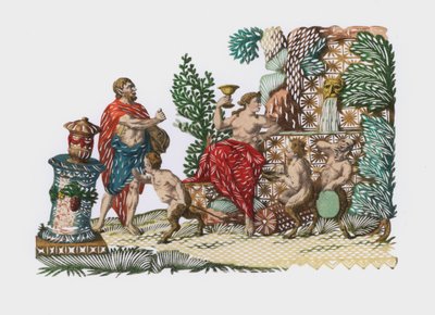 Bacchus og Ariadne (farvet gravering) af European School