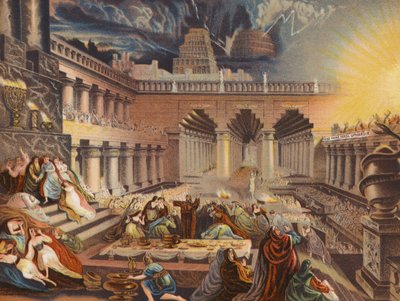 Belshazzars fest (farvelitografi) af European School