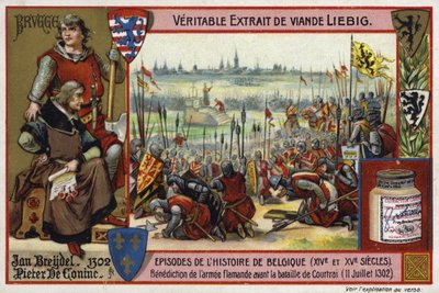 Blessing of the Flemish army before the Battle of Courtrai, 1302  af European School