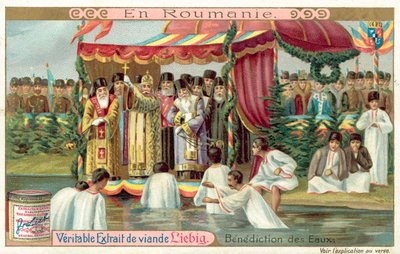 Velsignelse af vandene i Rumænien (chromolitho) af European School