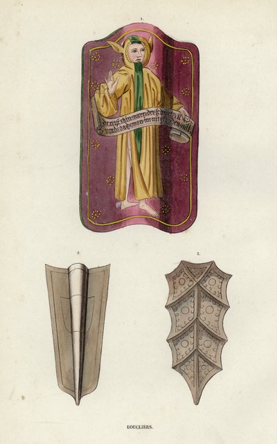 Boucliers (farvet gravering) af European School
