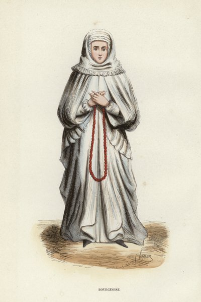 Bourgeoise (farvet gravering) af European School