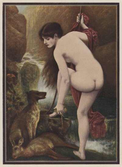 Callisto, nymfe fra græsk mytologi (farve litho) af European School