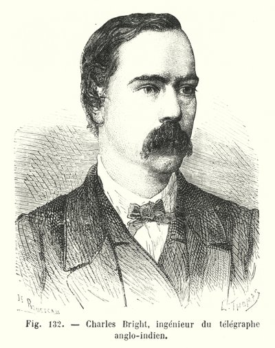 Charles Bright, anglo-indisk telegrafingeniør (gravering) af European School
