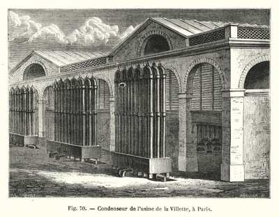 Kondensator fra Villette fabrikken, i Paris (gravering) af European School