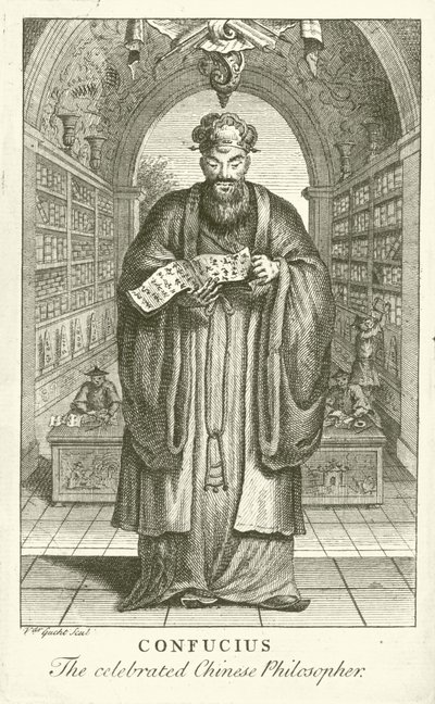 Confucius, den berømte kinesiske filosof (gravering) af European School