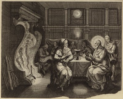 Samtale om Jesus Kristus og Nikodemus (gravering) af European School