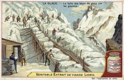 Cutting blocks of ice on a glacier  af European School