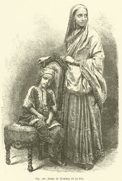 Lady of Bombay og hendes datter (gravering) af European School