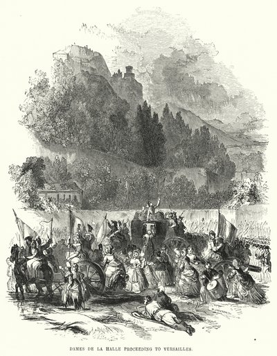 Dames de la Halle fortsætter til Versailles (gravering) af European School
