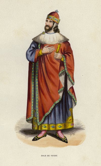 Doge De Venise (farvet gravering) af European School