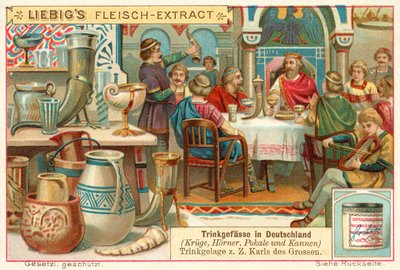 Drikkesession i Tyskland på Charlemagnes tid (chromolitho) af European School