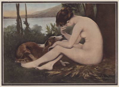 Echo, sørger over hendes afvisning af Narcissus (farve litho) af European School