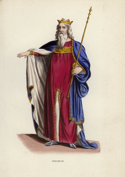 Edouard III (farvet gravering) af European School