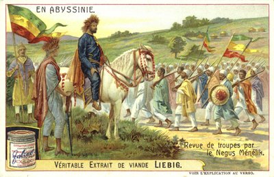 Emperor Menelik II of Ethiopia reviewing troops  af European School